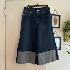 7 For All Mankind Dark Blue Wide-Leg Jeans